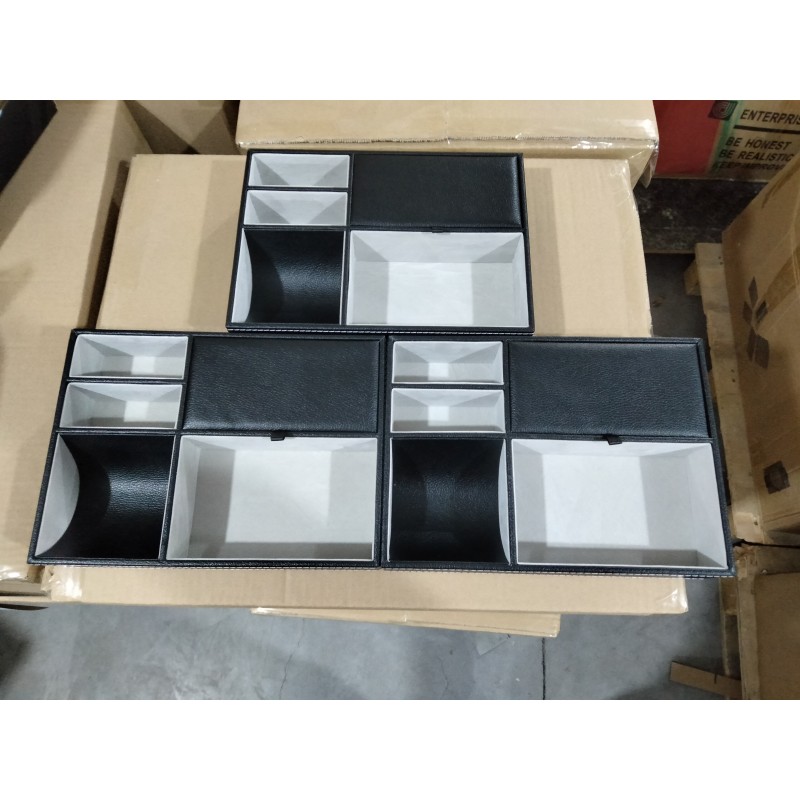 Desk Tray Manufacturer - Custom Black PU Leather Valet Organizer