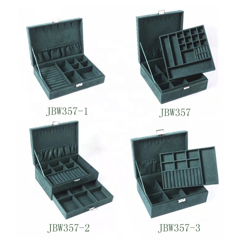 Women's Jewelry Case Manufacturer - Wholesale Large Green Suede with Lock
