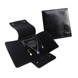 Jewelry Pouch Bag Manufacturer - High Quality Black PU Leather Foldable