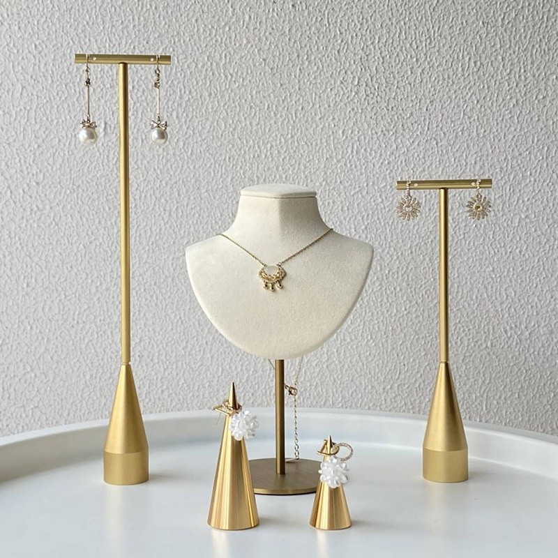 Jewelry Display Stand Manufacturer - Gold T Shape Metal Ring Organizer
