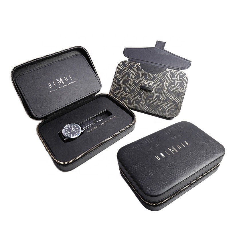 Watch Storage Bag Manufacturer - Custom Black Leather Travel Organizer