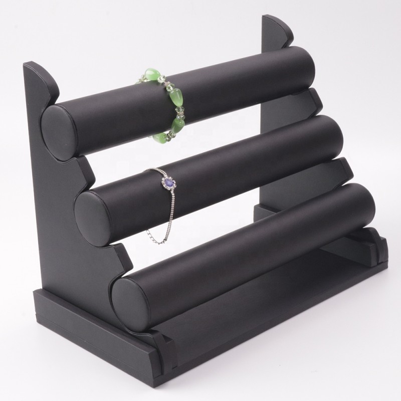 Bracelet Display Stand Manufacturer - Three Tier PU Leather T Bar