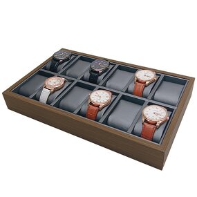 Watch Display Tray Manufacturer - Luxury Men's 12 Watches Gray Leather