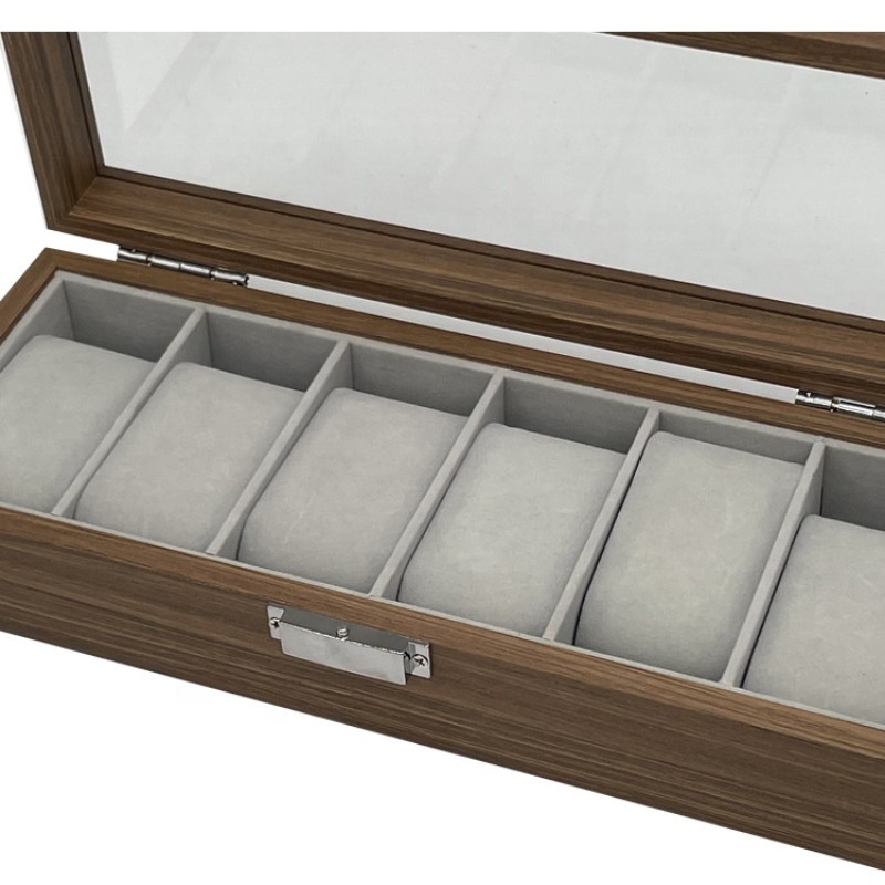 Wood Watch Box Manufacturer - Luxury 6 Slot Walnut Wood Storage