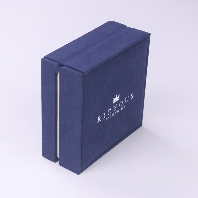 Jewelry Box Manufacturer - Blue Elegant Microfiber Custom Logo