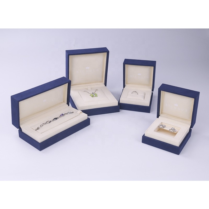 Jewelry Box Manufacturer - Blue Elegant Microfiber Custom Logo