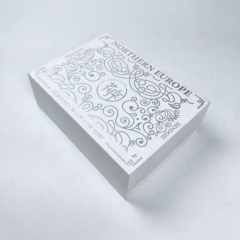 Gift Packaging Box Manufacturer - Custom White Paper Silver Emboss Logo