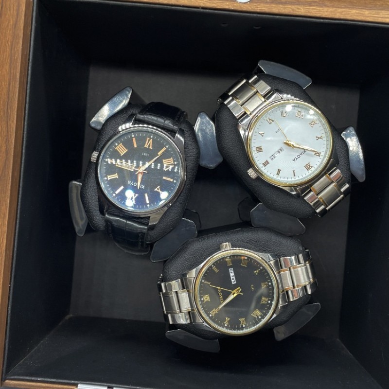 Watch Winder Manufacturer - Flexible Brown Wood 3 Watch Pillows