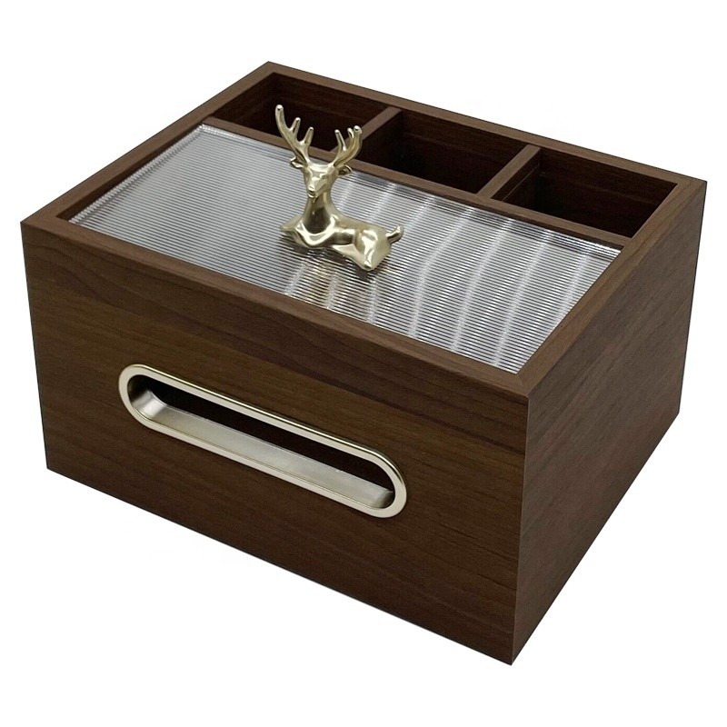 Tissue Box Organizer Manufacturer - Luxury Multifunctional Wooden Desktop