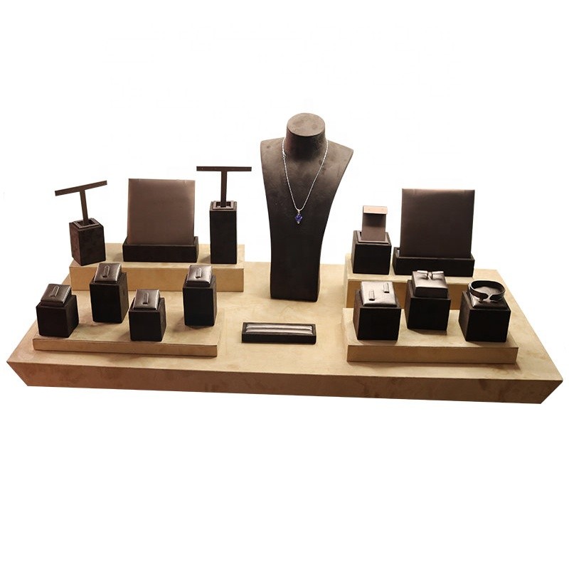 Jewelry Display Set Manufacturer - Professional Suede Custom Brown