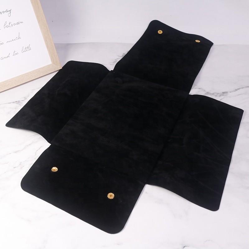 Jewelry Pouch Manufacturer - Travel Black Velvet Customize Necklace