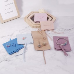 Jewelry Box Manufacturer - Microfiber Ribbon Closure Flap Pouch