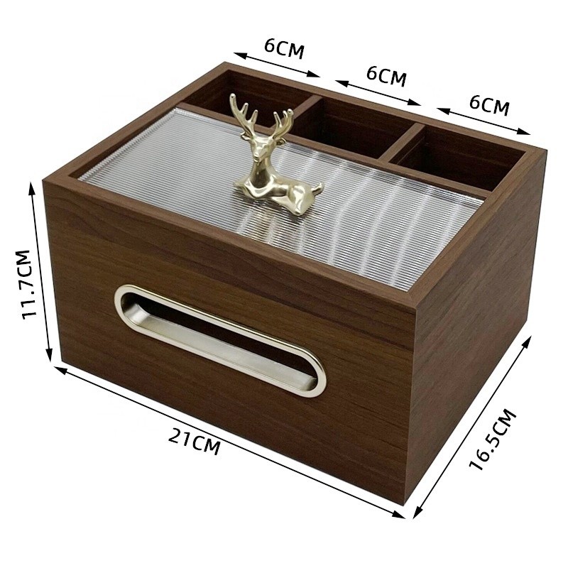 Tissue Box Organizer Manufacturer - Luxury Multifunctional Wooden Desktop
