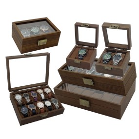 Wood Watch Box Manufacturer - Vintage Brown Walnut 1-12 Slots