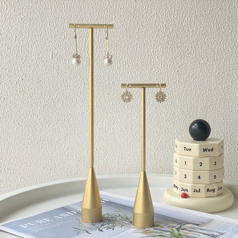 Jewelry Display Stand Manufacturer - Gold T Shape Metal Ring Organizer