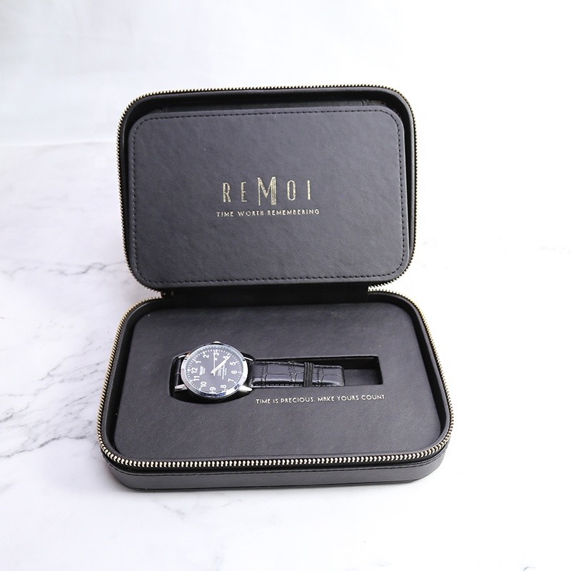 Watch Storage Bag Manufacturer - Custom Black Leather Travel Organizer