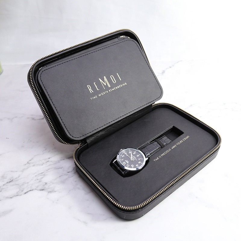 Watch Storage Bag Manufacturer - Custom Black Leather Travel Organizer