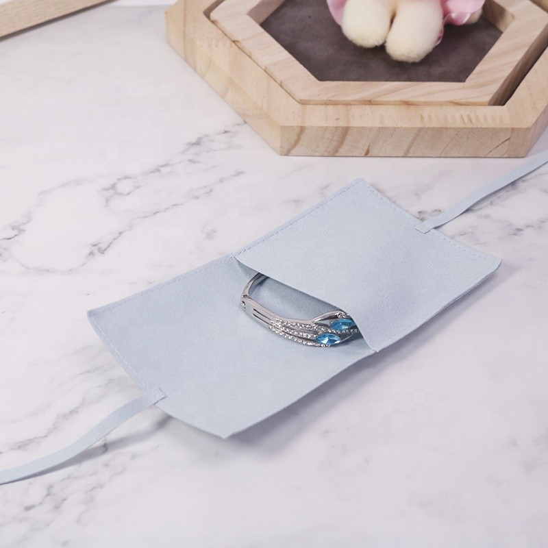 Jewelry Box Manufacturer - Microfiber Ribbon Closure Flap Pouch