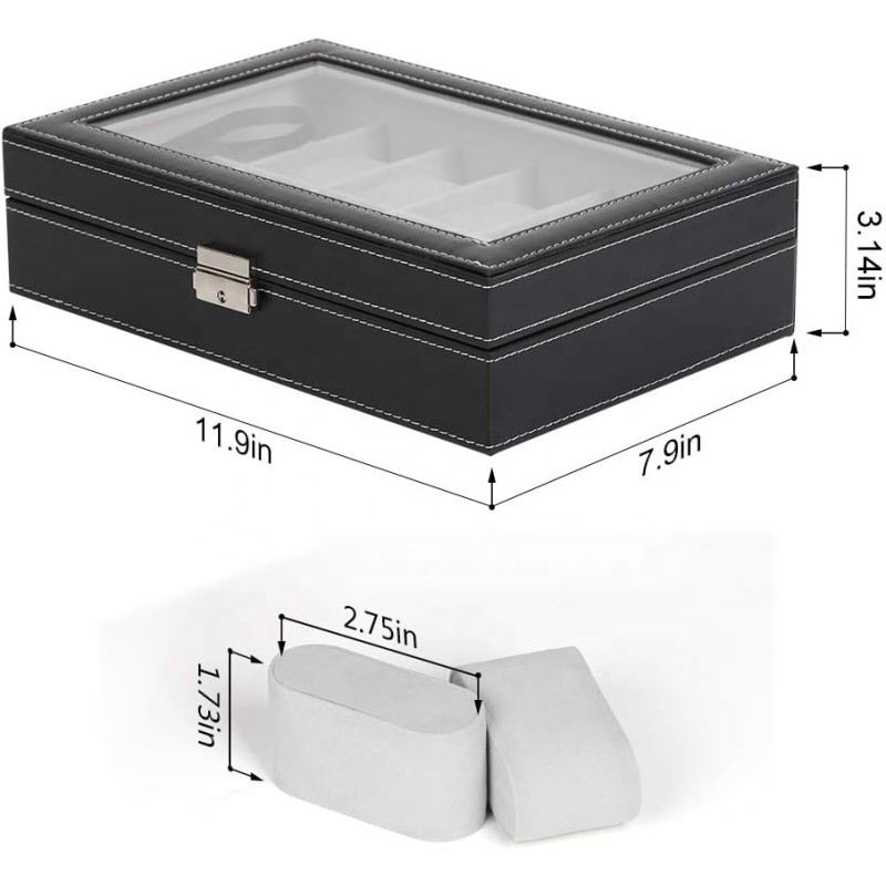 Watch Box Manufacturer - Luxury 12 Slot PU Leather Glass Window