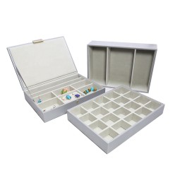 Jewelry Storage Box Manufacturer - Custom Luxury 3-Tier Gray PU