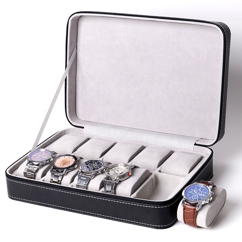 Watch Box Manufacturer - Luxury 12 Slot PU Leather Glass Window