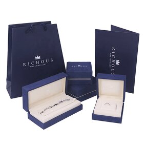 Jewelry Box Manufacturer - Blue Elegant Microfiber Custom Logo