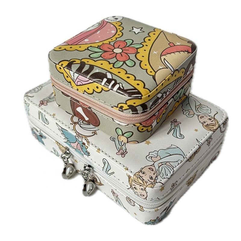 Travel Jewelry Case Manufacturer - Custom Logo Zipper Square Leather