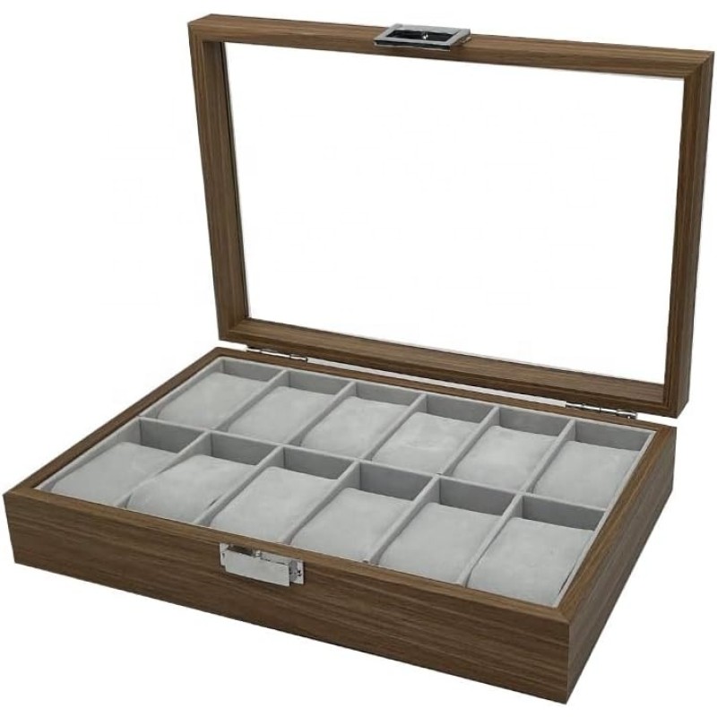 Watch Box Manufacturer - Luxury 12 Slot PU Leather Glass Window