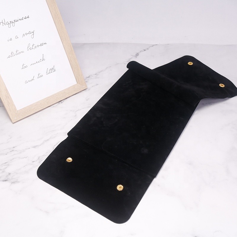 Jewelry Pouch Manufacturer - Travel Black Velvet Customize Necklace