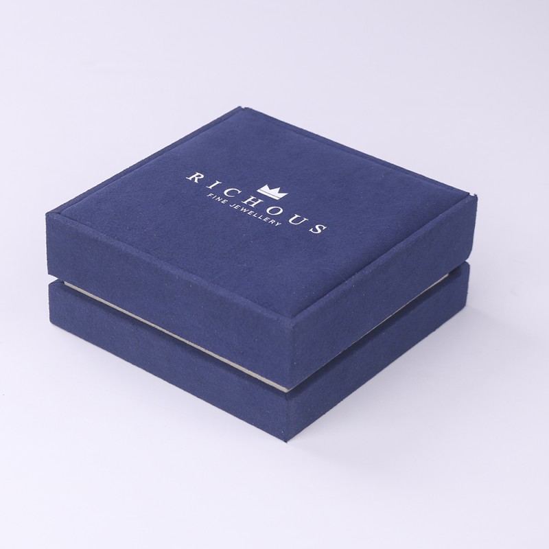 Jewelry Box Manufacturer - Blue Elegant Microfiber Custom Logo