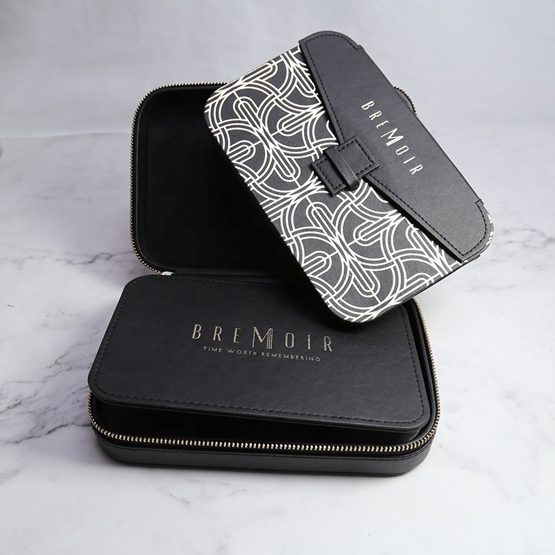 Watch Storage Bag Manufacturer - Custom Black Leather Travel Organizer