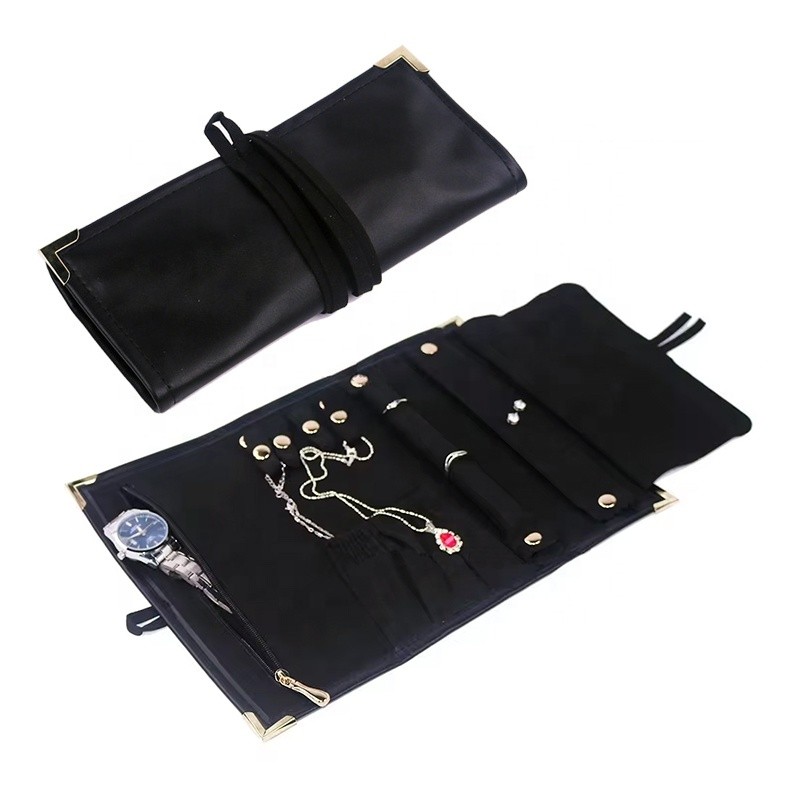 Travel Jewelry Roll Manufacturer - Microfiber Leather Necklace Pouch Bag