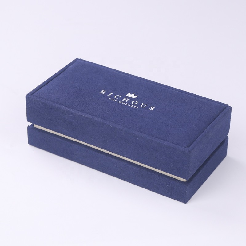 Jewelry Box Manufacturer - Blue Elegant Microfiber Custom Logo