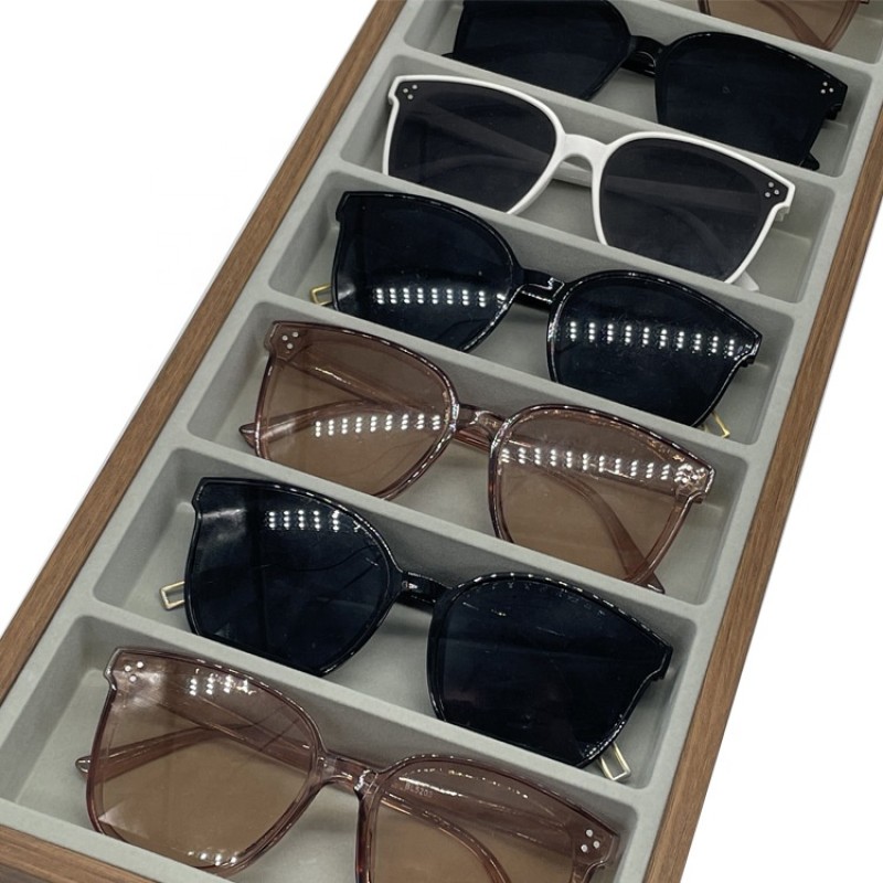 Glasses Organizer Manufacturer - 7-24 Slots Wooden Sunglasses Tray