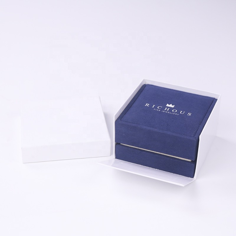 Jewelry Box Manufacturer - Blue Elegant Microfiber Custom Logo