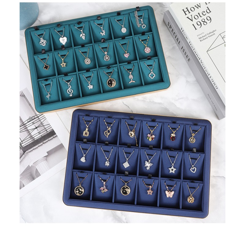 Jewelry Display Tray Manufacturer - Golden Metal Frame Microfiber