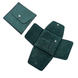 Portable Jewelry Box Manufacturer - Custom Green PU Leather Removable Pad