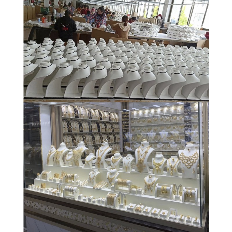 Jewelry Display Bust Manufacturer - White Leather Necklace Bangle Stand