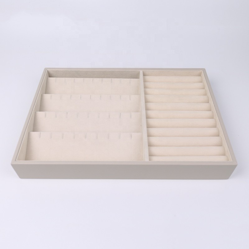 Jewelry Organizer Tray Manufacturer - Custom Beige Fancy PU Velvet