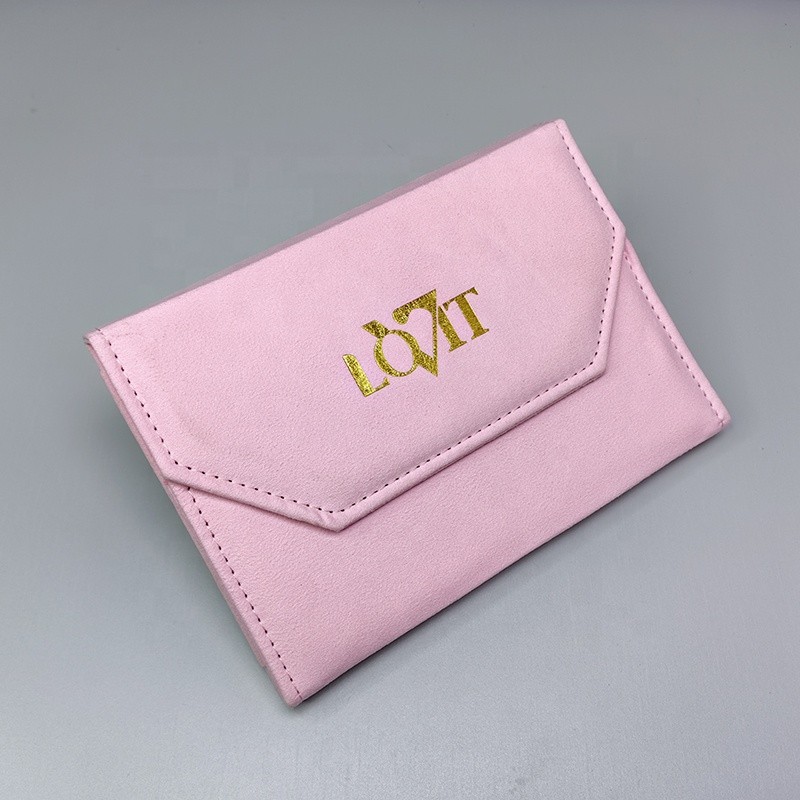 Jewelry Pouch Manufacturer - Custom Pink Velvet Gold Logo Travel