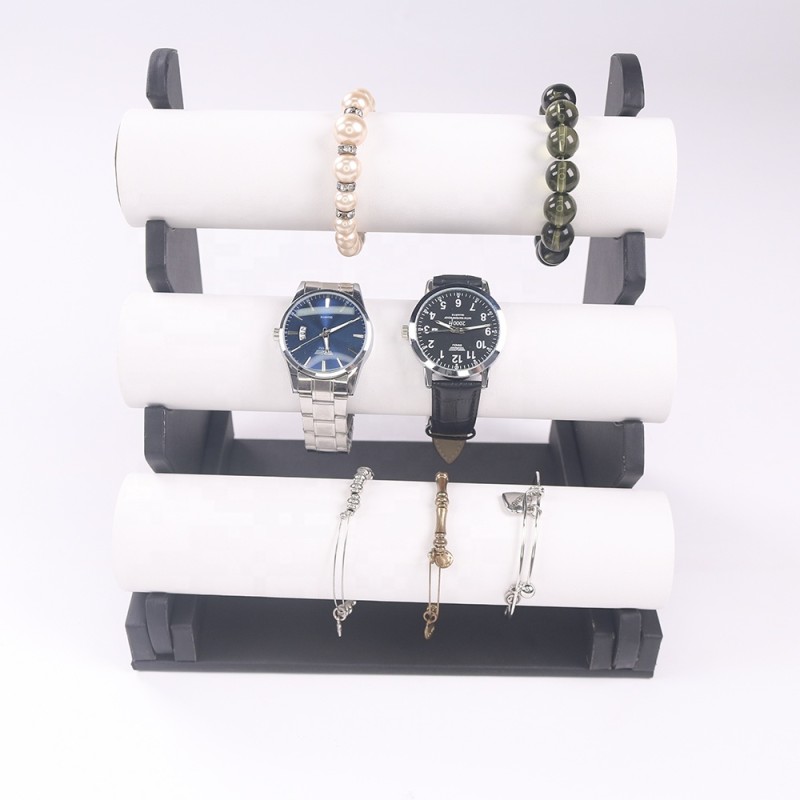 Bracelet Display Stand Manufacturer - Three Tier PU Leather T Bar