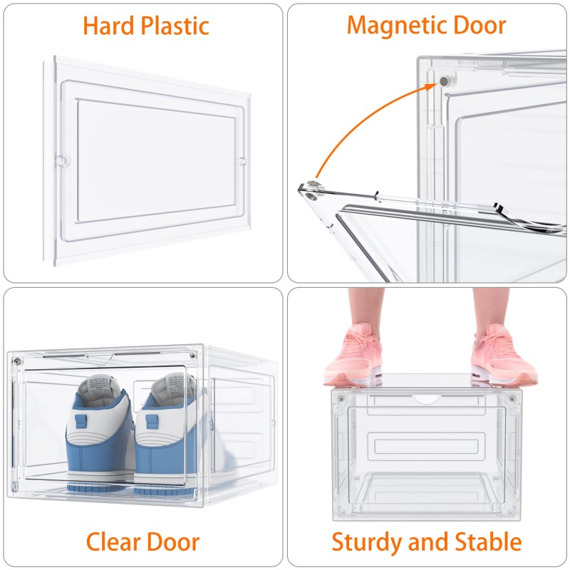 Shoe Organizer Manufacturer - Clear Plastic Stackable Magnetic