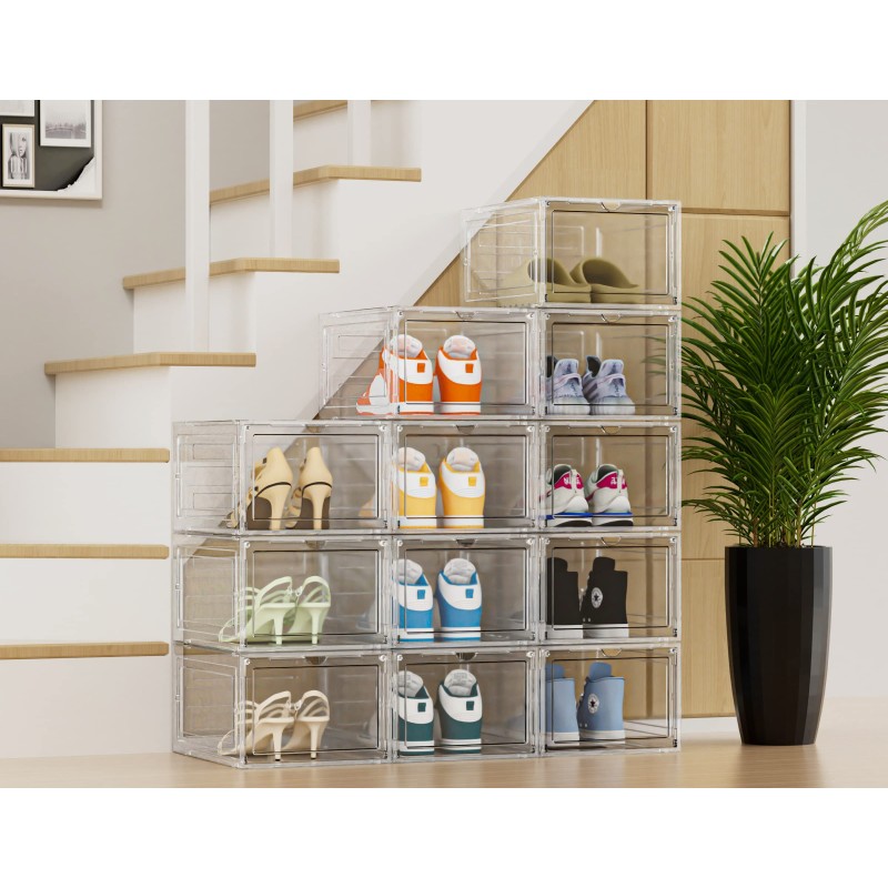 Shoe Organizer Manufacturer - Clear Plastic Stackable Magnetic