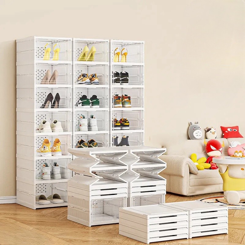 Shoe Organizer Manufacturer - Transparent Plastic Foldable Side
