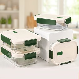 Airtight Lunch Box Manufacturer - Microwave Glass Bento 2-Grid