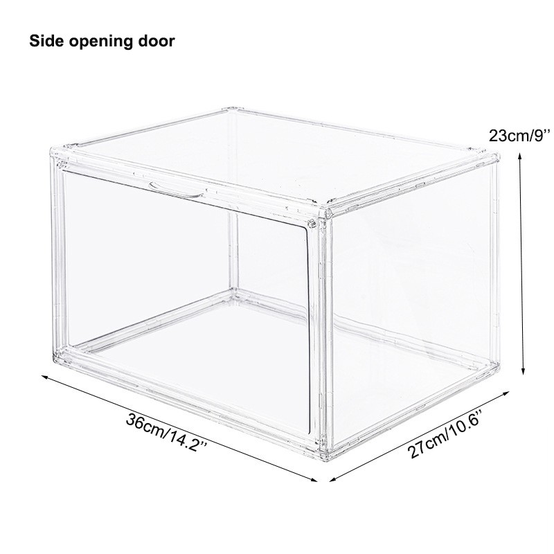 Acrylic Shoe Box Manufacturer - Transparent Stackable Magnetic Front