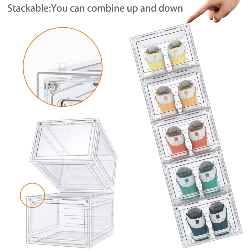 Shoe Organizer Manufacturer - Clear Plastic Stackable Magnetic