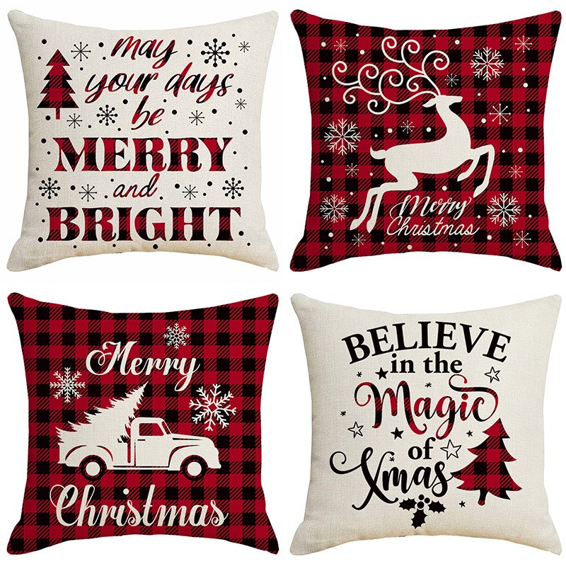 Christmas Pillow Cover Factory - Santa Tree Elk Snow Design