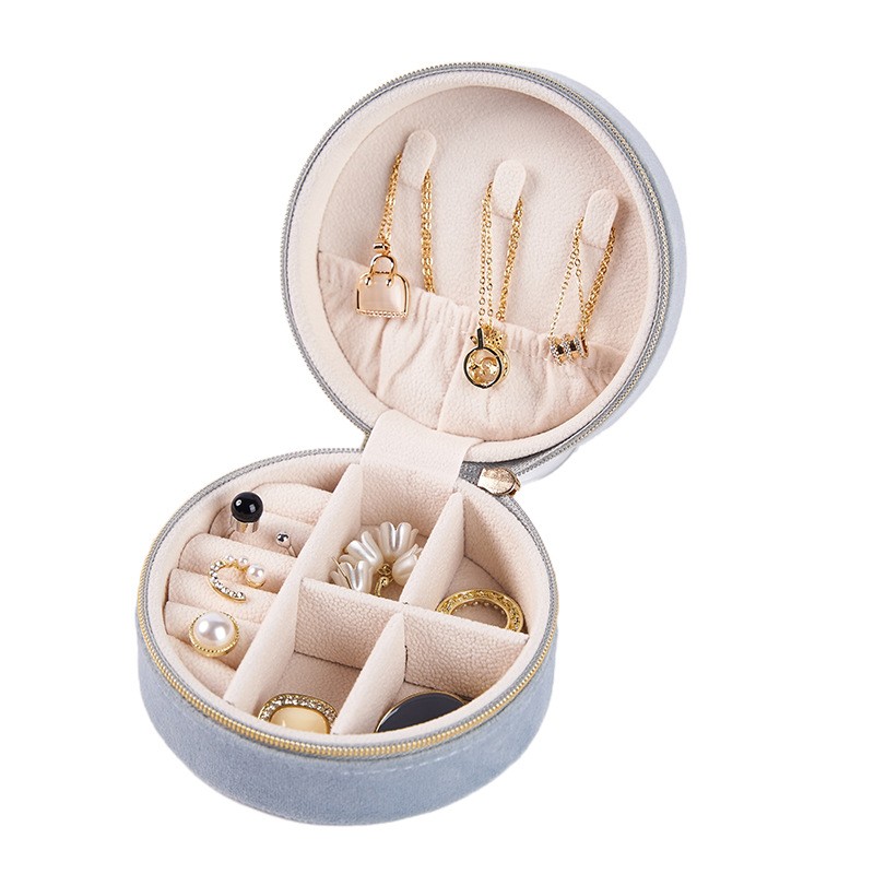 Jewelry Box Factory - Round PU Leather Portable Mini