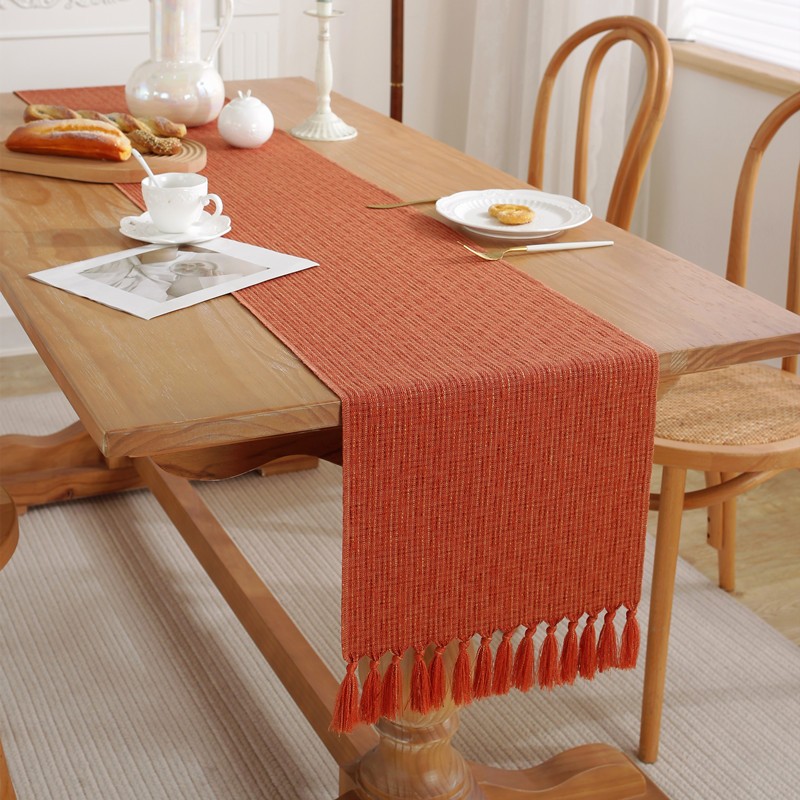 Table Runner Factory - Modern Tassel Cotton Linen Tablecloth